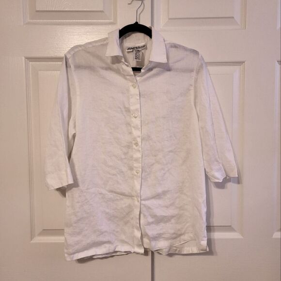 Jones & Co white collard button-down blouse - Picture 1 of 8